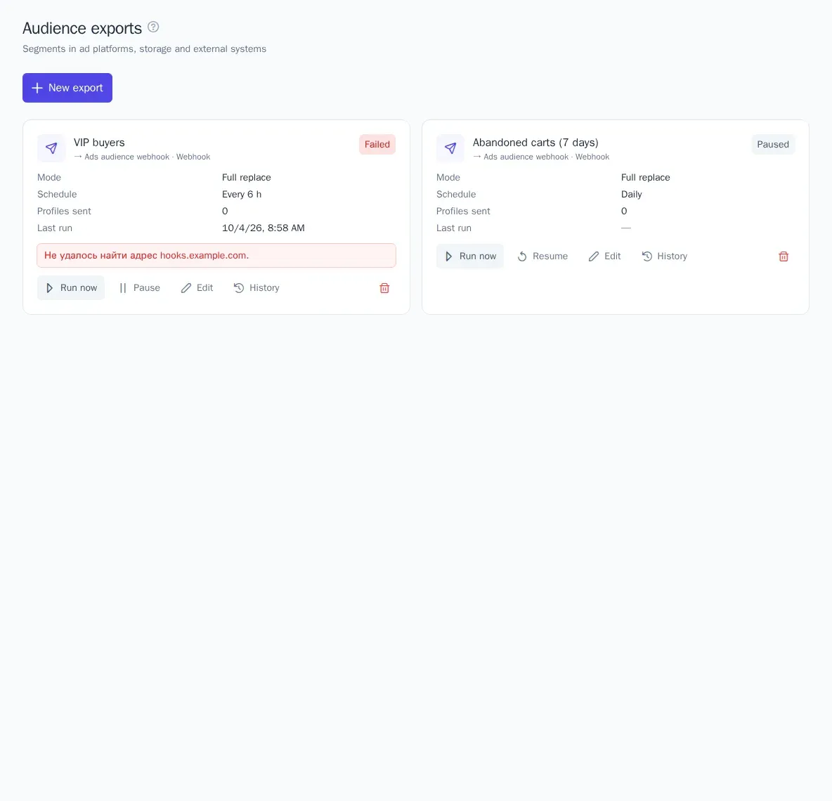 Syncs to ad platforms