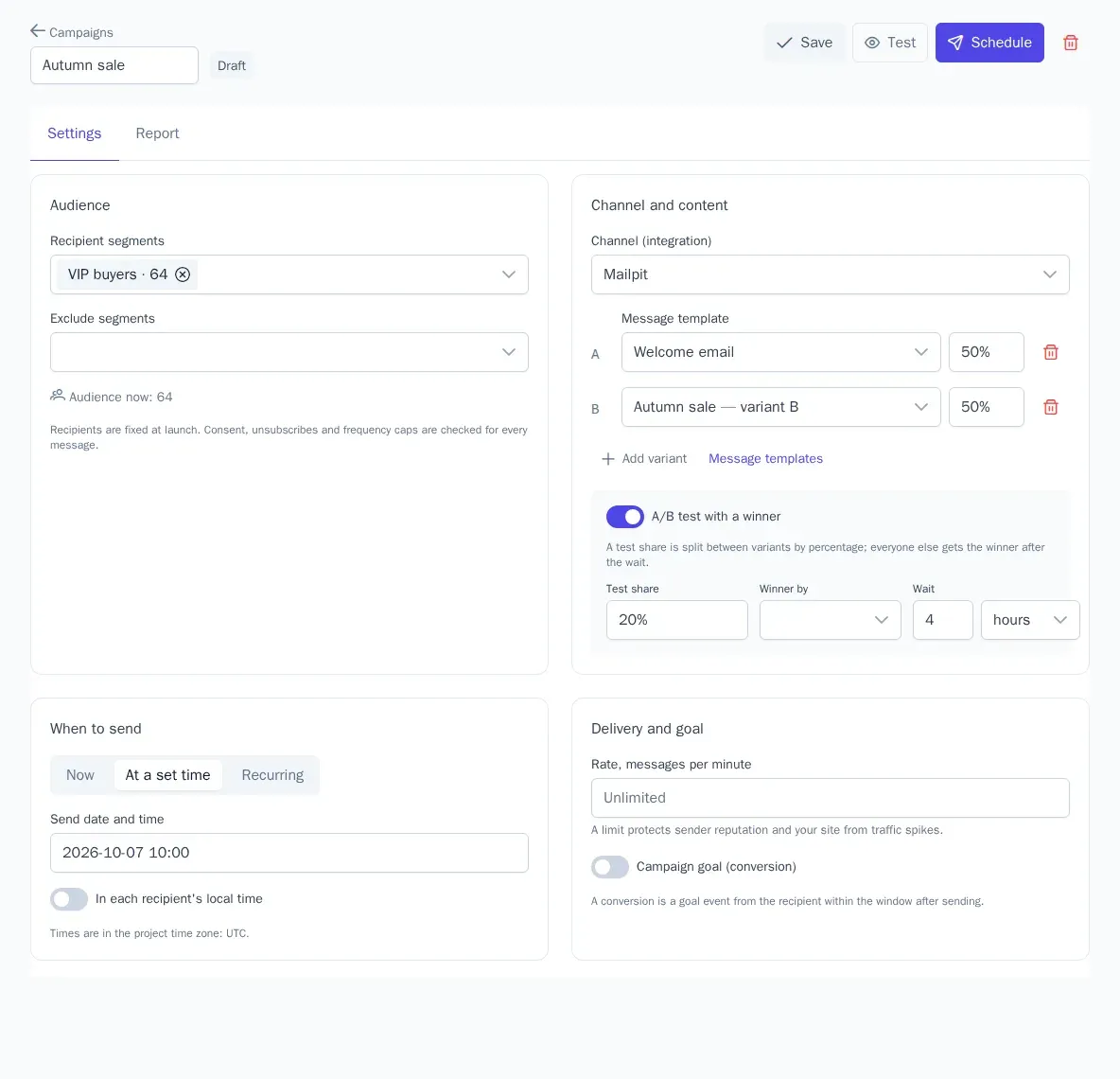 Scheduled campaigns